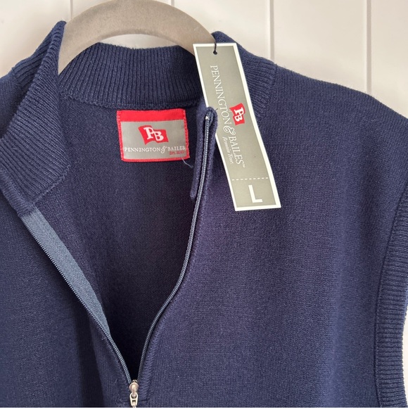 NWT Pennington & Bailes Mock Neck Quarter Zip Sweater Vest - Navy Blue - Large - Picture 5 of 7
